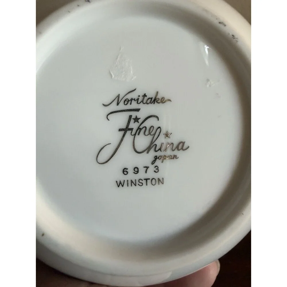 Noritake Fine China Rare Winston Cream and Sugar Set Platinum Trim Made In Japan